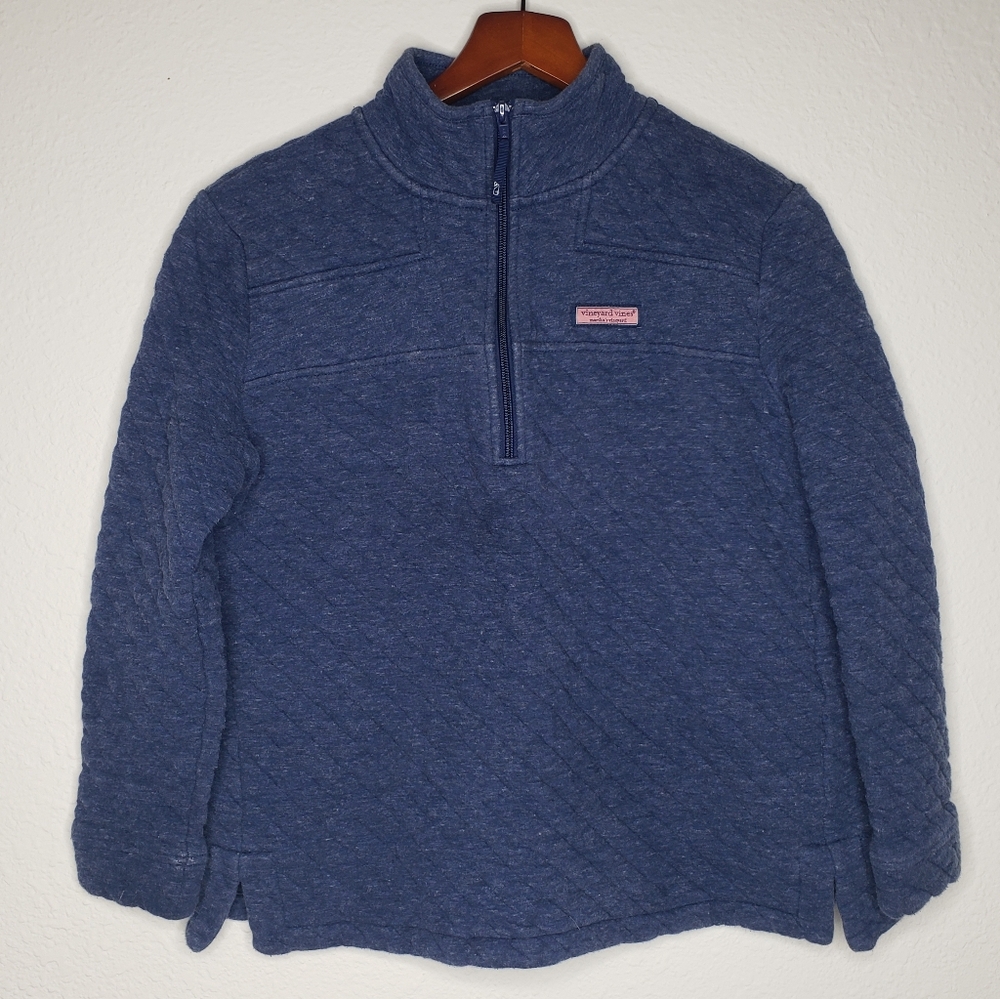 Vineyard Vines Womens Quilted Quarter Zip Pullover Sweatshirt Size M Blue Thick